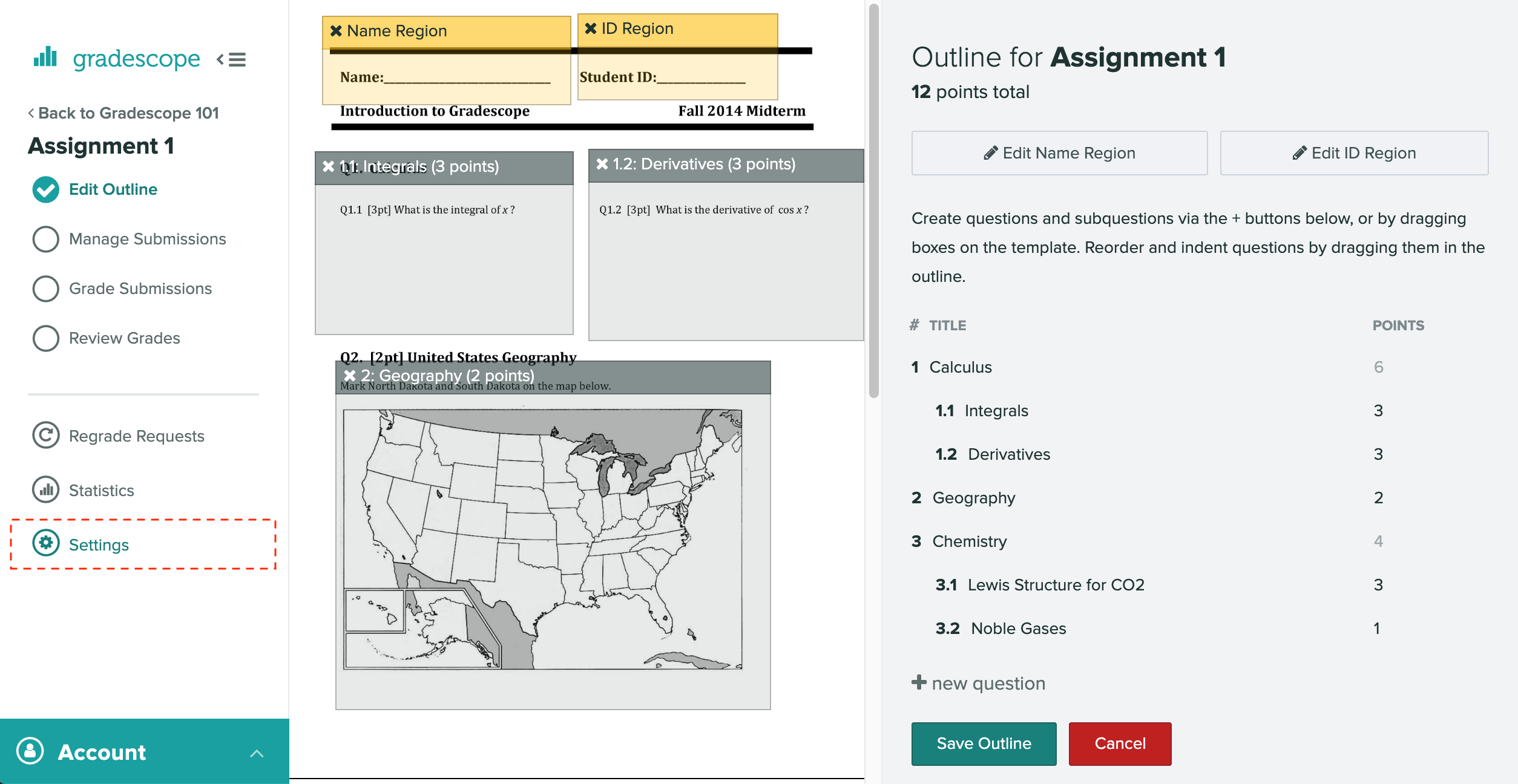 The assignment settings link highlighted within an assignment workflow